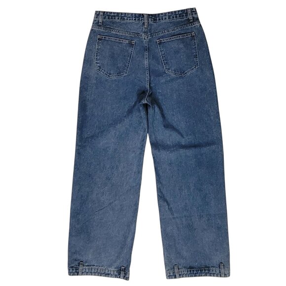 PrettyLittleThing Mid Blue Wash Waistband Detail Hem Baggy High Waist Jean NEW - Picture 6 of 15